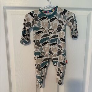 Magnetic Me One-Piece Sea Animal Print in Teal & Gray
